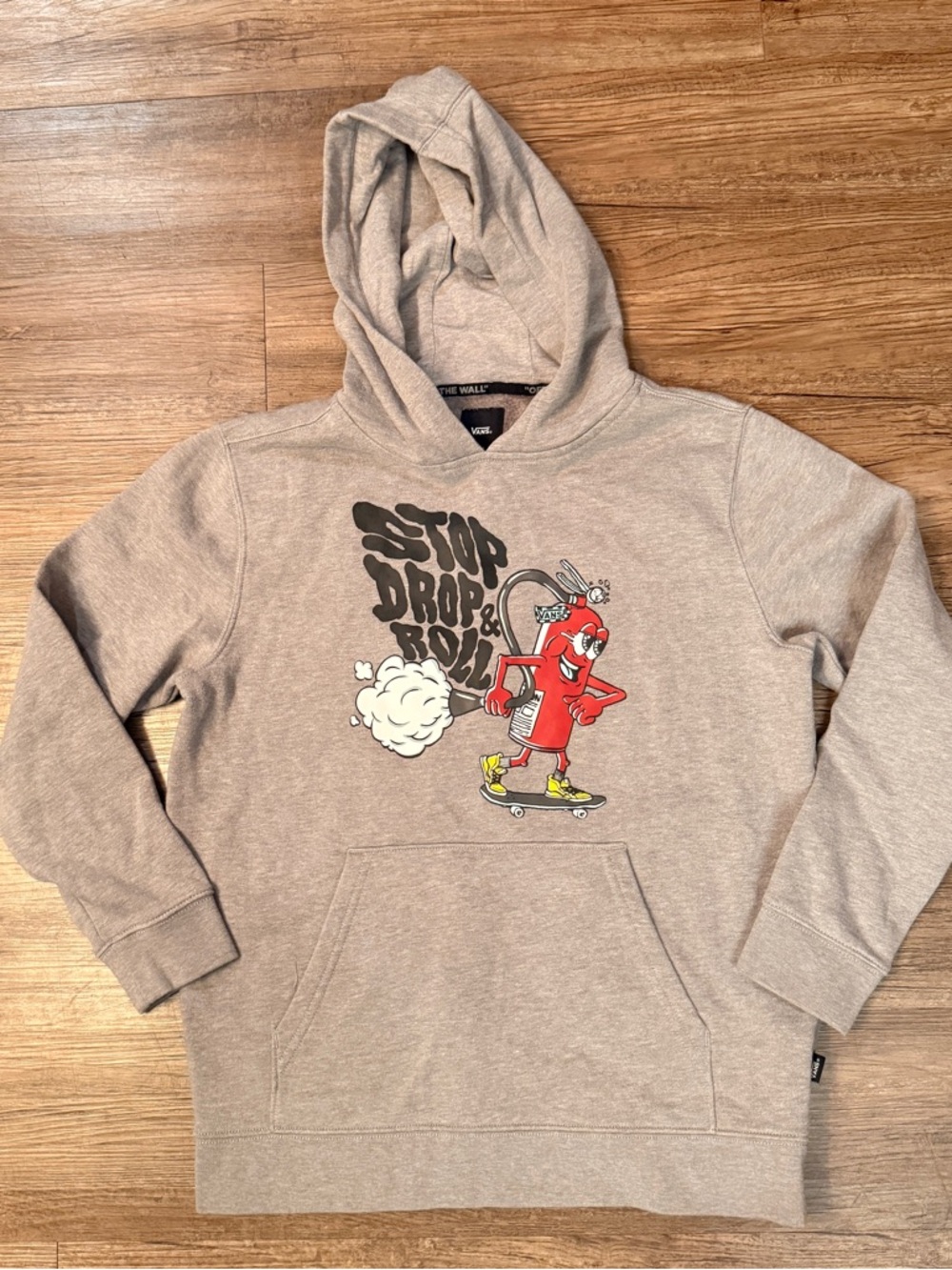 Vans Heather Gray Hoodie with Red Skate Character Graphic
